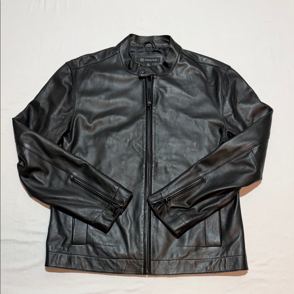 INC International Concepts Women’s Black Leather Jacket Size L